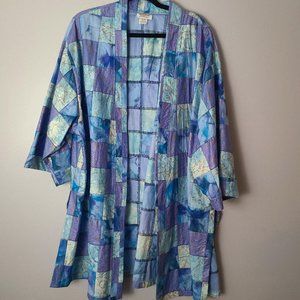 Peggy Lutz Plus Size Blue/Purple Tile Mosaic Wearable Art Jacket - M (22/24)